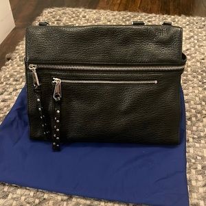 REBECCA Minkoff Jane Medium Black Pebble Leather Ladies Satchel Purse